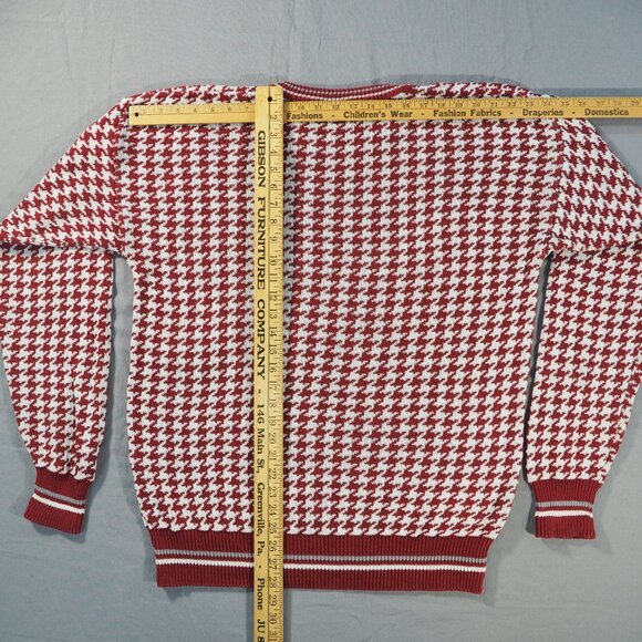 Vintage Antigua Sweater Mens Large Red Houndstooth Anheuser USA Cotton Pullover - Picture 6 of 9
